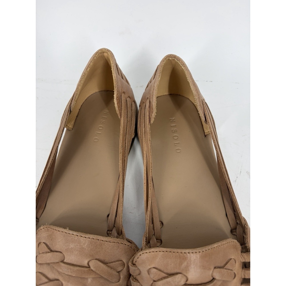Nisolo Huarache Shoes Women's 9.5 Tan Leather Woven Flats Sandals Loafers - Picture 2 of 10